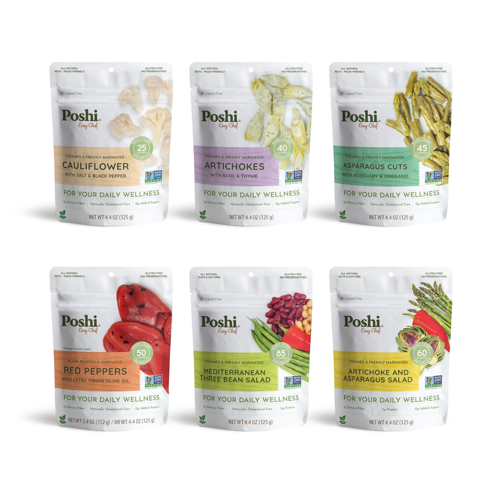 Poshi Easy Chef Sampler Variety Pack - 6 Pack (4.4 OZ - 5.4OZ Pouches)
