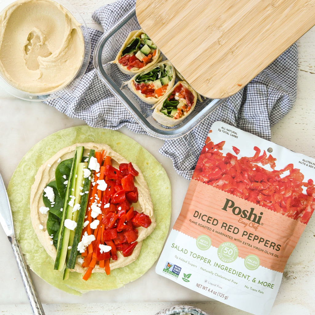 Diced Red Peppers - Flame-Roasted & Marinated with Extra Virgin Olive Oil | Easy Chef - 10 Pack (4.4 OZ/Pouch)